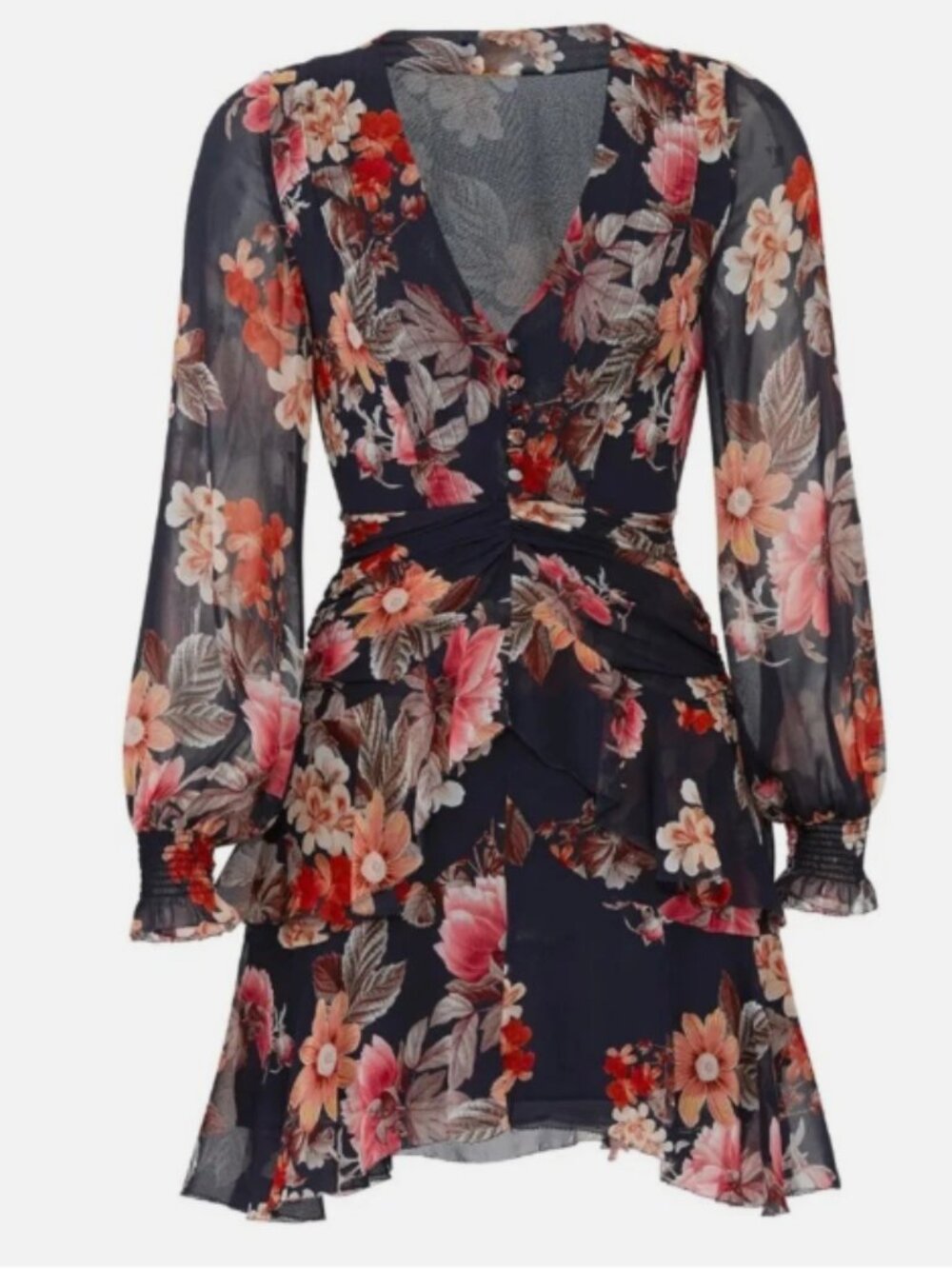 NICHOLAS Floral Pintuck Mini Dress in Navy US 6